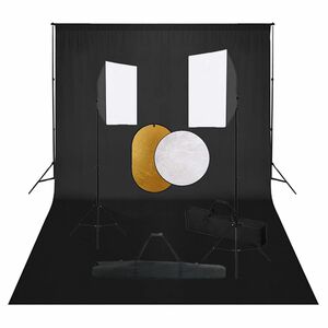 vidaXL Kit de estudio fotogr&aacute;fico con luces softbox, fondo y reflector