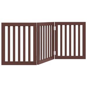 vidaXL Puerta para perros plegable 3 paneles madera &aacute;lamo marr&oacute;n 150cm