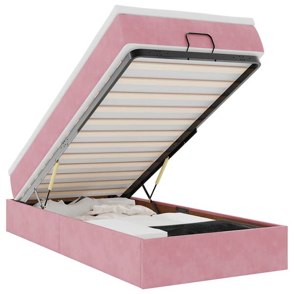 vidaXL Estructura cama otomana colch&oacute;n terciopelo rosa 80x200cm