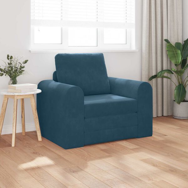 vidaXL Sof&aacute; cama Azul 98 x 71 x 83 cm Terciopelo