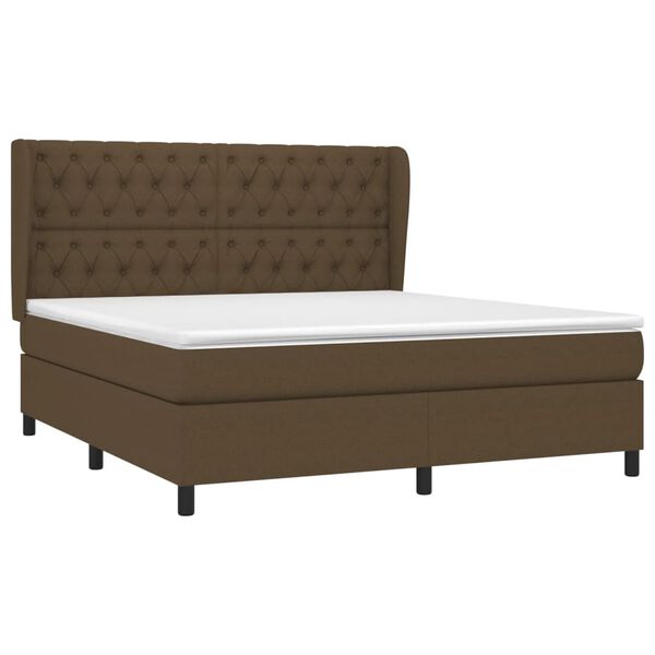 vidaXL Cama box spring con colch&oacute;n tela marr&oacute;n oscuro 160x200 cm