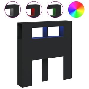 vidaXL Cabecero con LED madera de ingenier&iacute;a negro 100x18,5x103,5 cm
