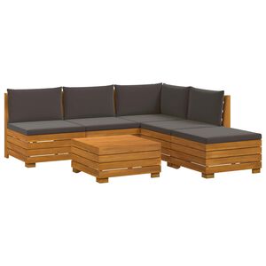 vidaXL Conjunto de sof&aacute;s de exterior con coj&iacute;n 6 Pieza Marr&oacute;n