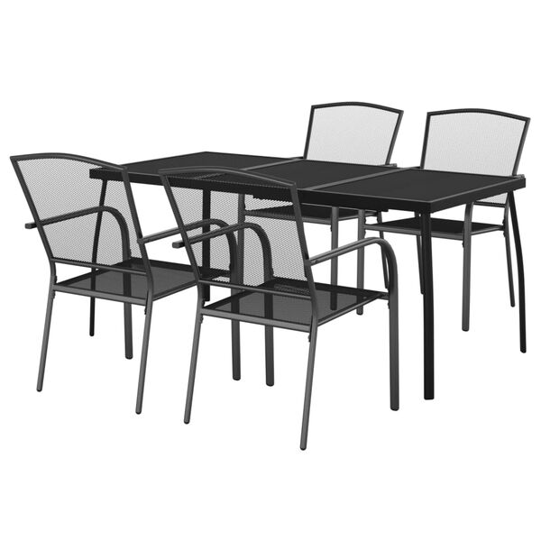 vidaXL Juego de comedor de jardín 5 piezas acero gris antracita
