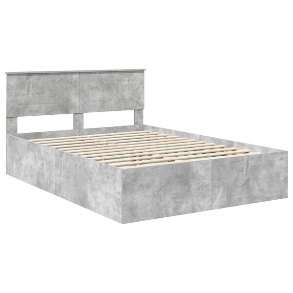 vidaXL Estructura de cama con cabecera Gris Concreto 150 x 200 cm