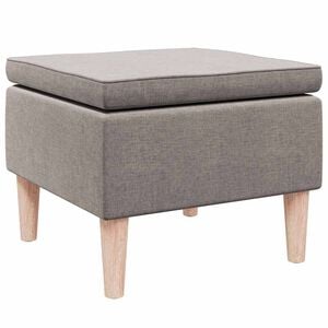 vidaXL Taburete con patas de madera tapizado tela gris taup&eacute;