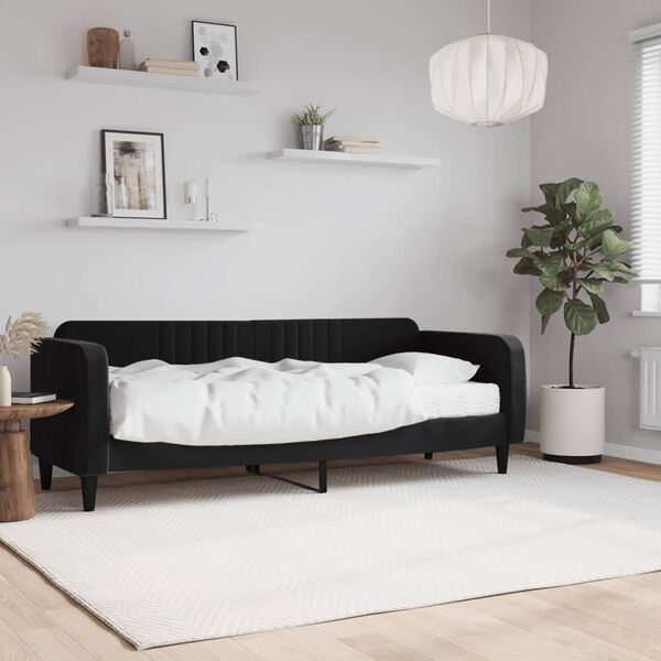 vidaXL Sofá cama con colchón terciopelo negro 80x200 cm