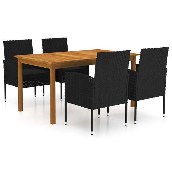 vidaXL Juego de comedor para jardín de 5 piezas negro