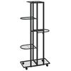 vidaXL Soporte para flores 5 alturas y ruedas hierro negro 44x23x100cm