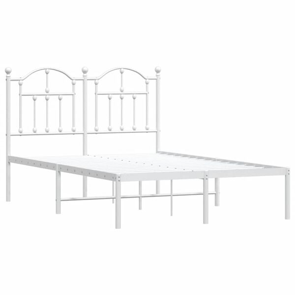 vidaXL Estructura cama sin colch&oacute;n con cabecero metal blanco 120x190cm