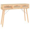 vidaXL Mesa consola madera pino maciza rat&aacute;n natural 105x30x75 cm