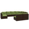 vidaXL Set muebles de jard&iacute;n 9 piezas y cojines rat&aacute;n sint&eacute;tico marr&oacute;n