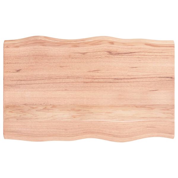 vidaXL Tablero mesa madera tratada borde natural marrón 80x50x(2-4) cm