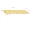 vidaXL Toldo autom&aacute;tico LED sensor de viento amarillo blanco 500x350cm