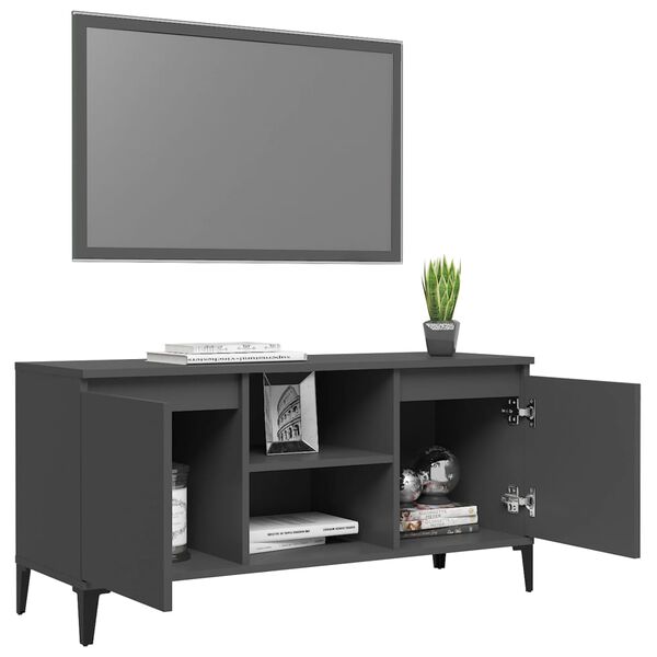vidaXL Mueble de TV con patas de metal blanco 103,5x35x50 cm