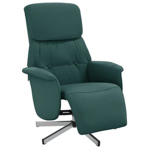 vidaXL Sill&oacute;n reclinable con reposapi&eacute;s tela verde oscuro
