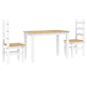 vidaXL Juego de comedor PANAMA 3 pzas madera maciza de pino blanco