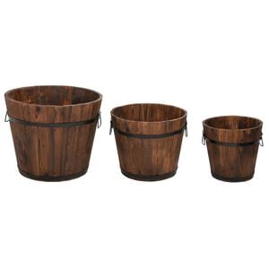 vidaXL Juego de maceteros cubo de madera 3 piezas madera maciza abeto