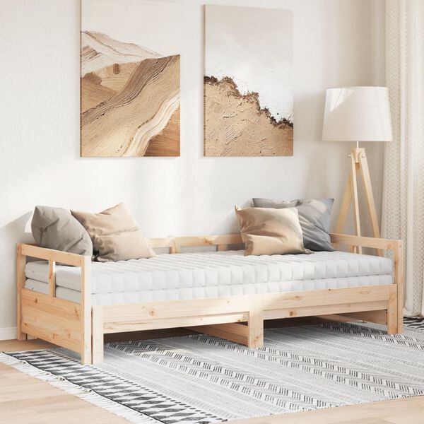 vidaXL Sof&aacute; cama nido con colchones madera maciza de pino 90x200 cm