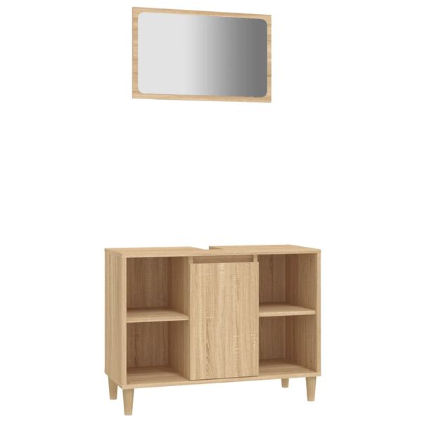vidaXL Set de muebles de ba&ntilde;o 2 pzas madera contrachapada roble Sonoma