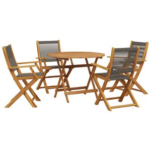 vidaXL Set de comedor jard&iacute;n 5 pzas polipropileno madera maciza gris