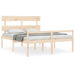 vidaXL Cama para personas mayores con cabecero madera maciza 160x200cm