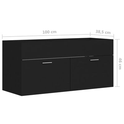 vidaXL Armario para lavabo aglomerado negro 100x38,5x46 cm