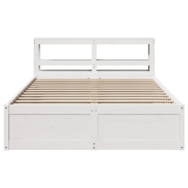 vidaXL Estructura de cama con cabecero madera pino blanco 140x200 cm