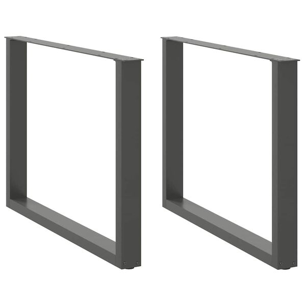 vidaXL Patas para mesa de comedor en forma de U (2 unidades), antracita, 100 x (72-73) cm, acero