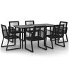 vidaXL Juego de comedor para jard&iacute;n 7 piezas rat&aacute;n PVC negro