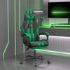 vidaXL Silla gaming giratoria y reposapi&eacute;s cuero sint&eacute;tico negro verde