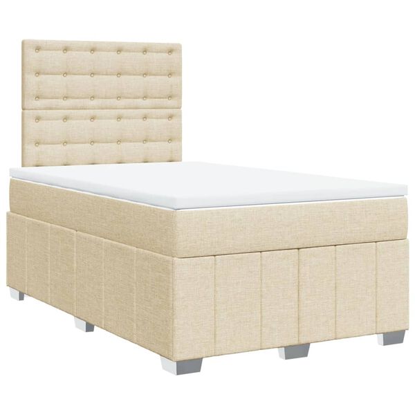 vidaXL Cama box spring con colch&oacute;n tela color crema 120x190 cm