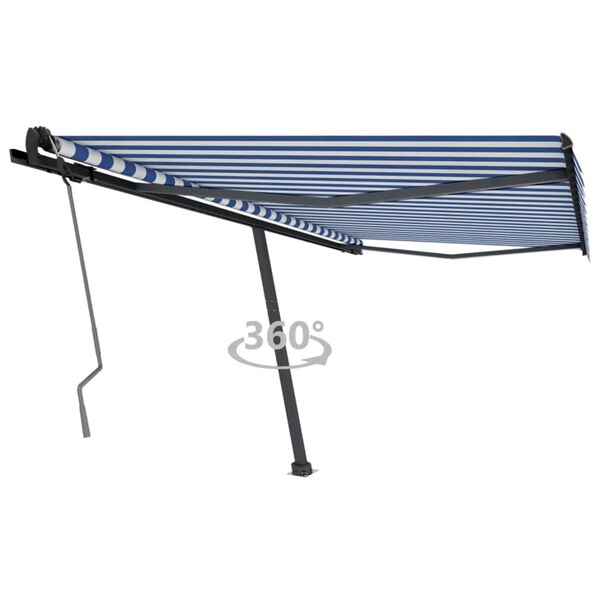 vidaXL Toldo de pie manual retráctil azul y blanco 400x350 cm