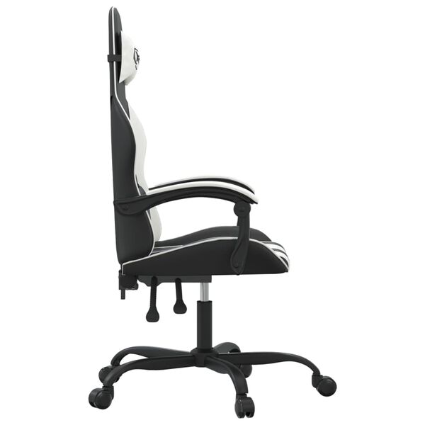 vidaXL Silla gaming cuero sint&eacute;tico negro y blanco
