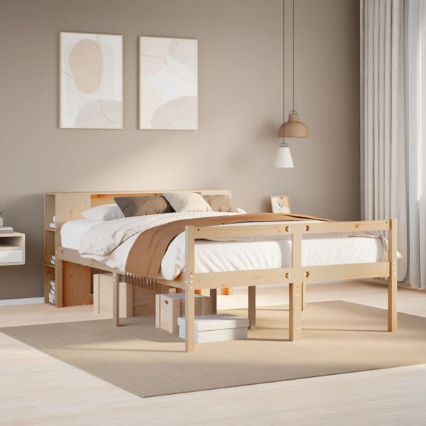 vidaXL Cama con estantería sin colchón madera maciza de pino 120x200cm
