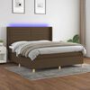 vidaXL Cama box spring colch&oacute;n luces LED tela marr&oacute;n oscuro 180x200cm