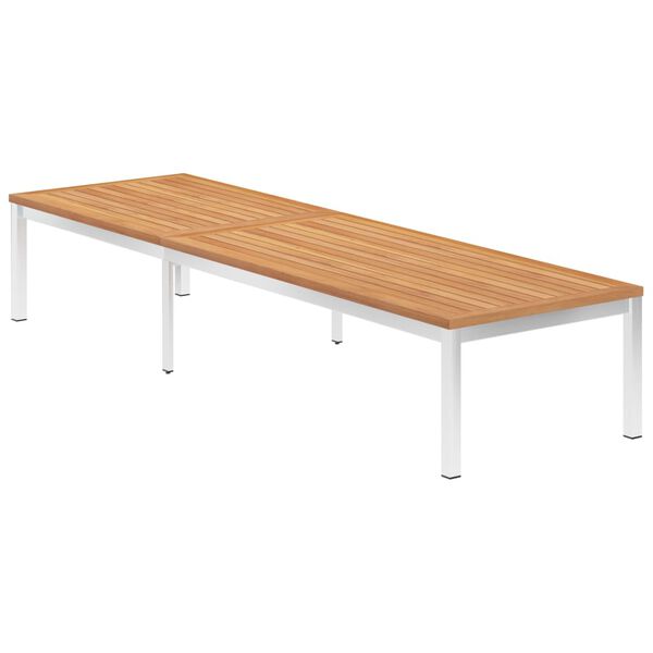 vidaXL Tumbona con coj&iacute;n madera maciza de teca y acero inoxidable