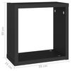 vidaXL Estante cubo pared 4 uds negro 30x15x30 cm