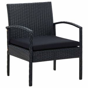 vidaXL Sill&oacute;n de jard&iacute;n con coj&iacute;n rat&aacute;n sint&eacute;tico negro