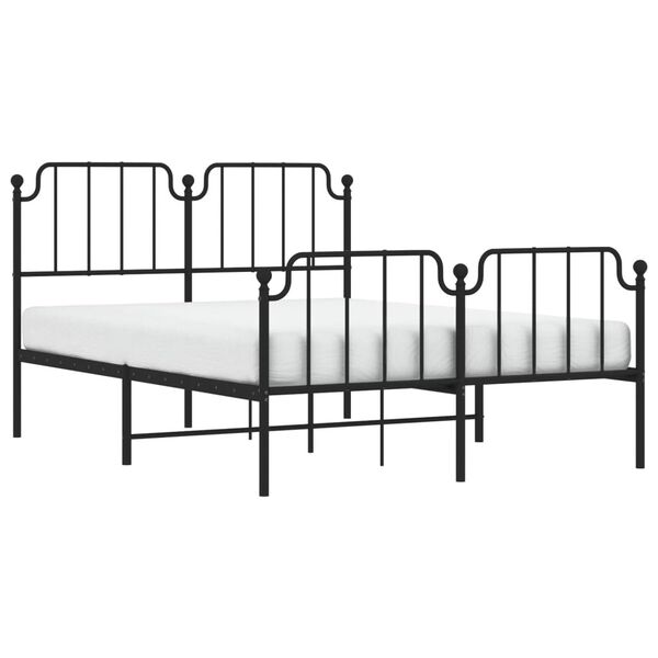 vidaXL Estructura cama sin colch&oacute;n con estribo metal negro 140x200 cm