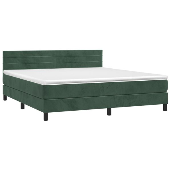 vidaXL Cama box spring con colch&oacute;n terciopelo verde oscuro 180x200 cm