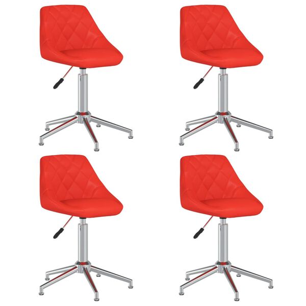 vidaXL Sillas de comedor giratorias 4 uds cuero sint&eacute;tico rojo