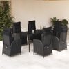 vidaXL Set de comedor de jard&iacute;n 7 pzas y cojines rat&aacute;n sint&eacute;tico negro