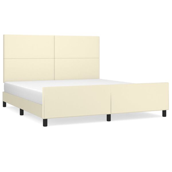 vidaXL Estructura de cama con cabecero cuero sint&eacute;tico crema 180x200cm