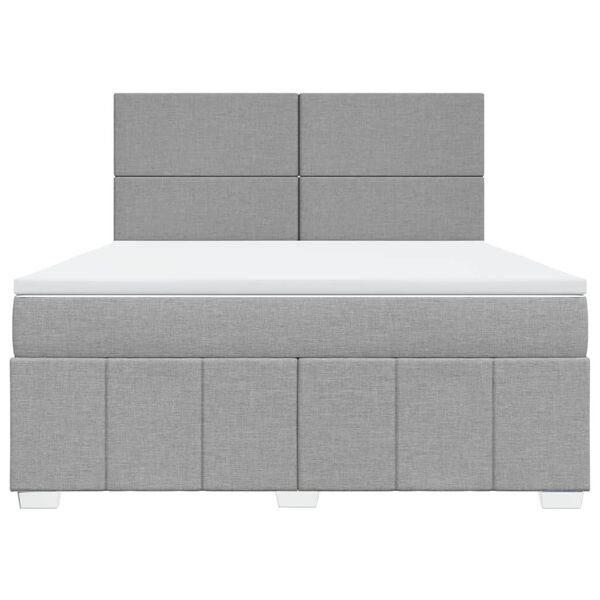 vidaXL Cama box spring con colch&oacute;n tela gris claro 180x200 cm