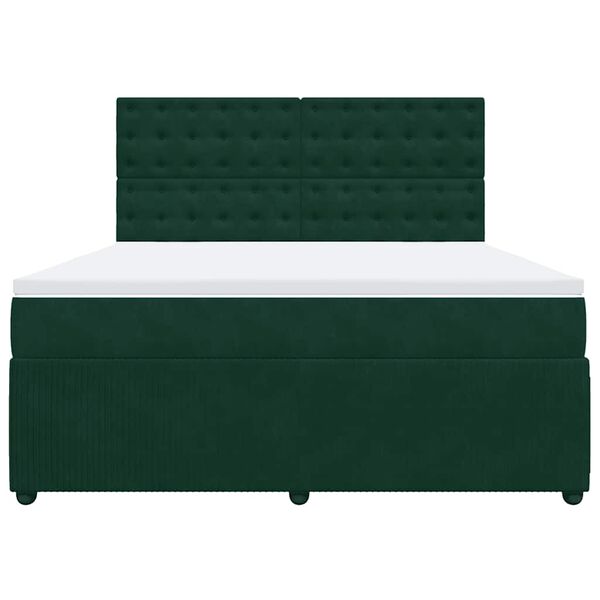 vidaXL Cama box spring con colch&oacute;n terciopelo verde oscuro 180x200 cm