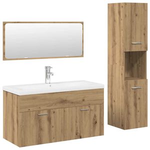 vidaXL Juego de muebles ba&ntilde;o 4 piezas madera ingenier&iacute;a roble artisan