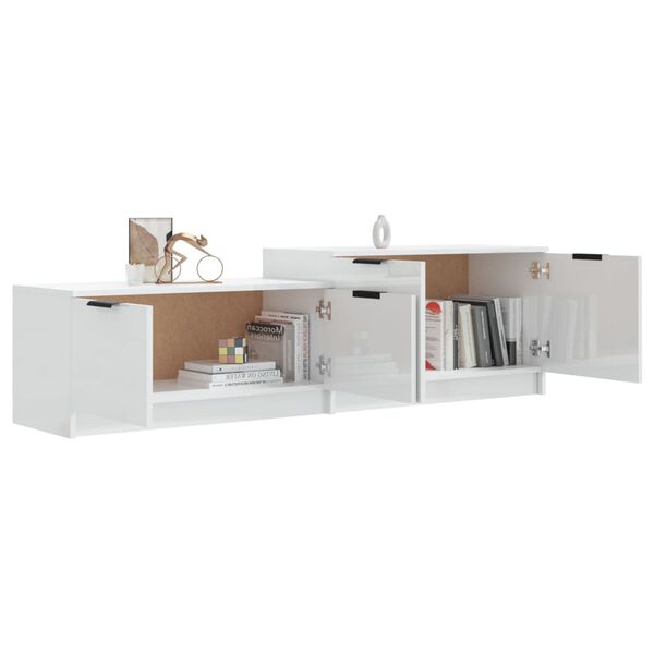 vidaXL Mueble TV madera contrachapada blanco brillante 158,5x36x45 cm