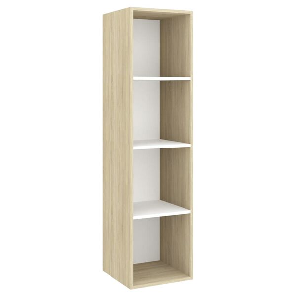 vidaXL Muebles de sal&oacute;n de pared 4 piezas blanco y roble Sonoma
