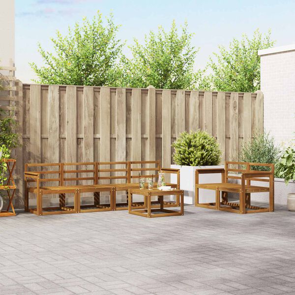 vidaXL Conjunto de sof&aacute;s de exterior 7 pcs Natural